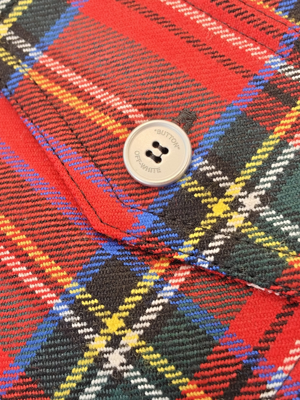 Off-White Red Plaid Button-Up Shirt - Picture 10 of 11